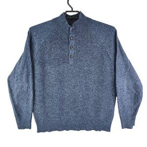 Mens Blue GAP Sweater 1/2 Button-Up Mock Neck Long Sleeve Size XL